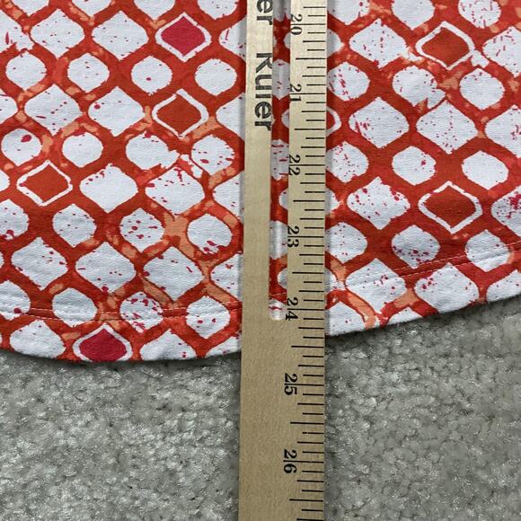 IBKUL Shirt Womens S Orange Geometric Long Sleeve Golf Tennis Stretch Mesh - Picture 7 of 8